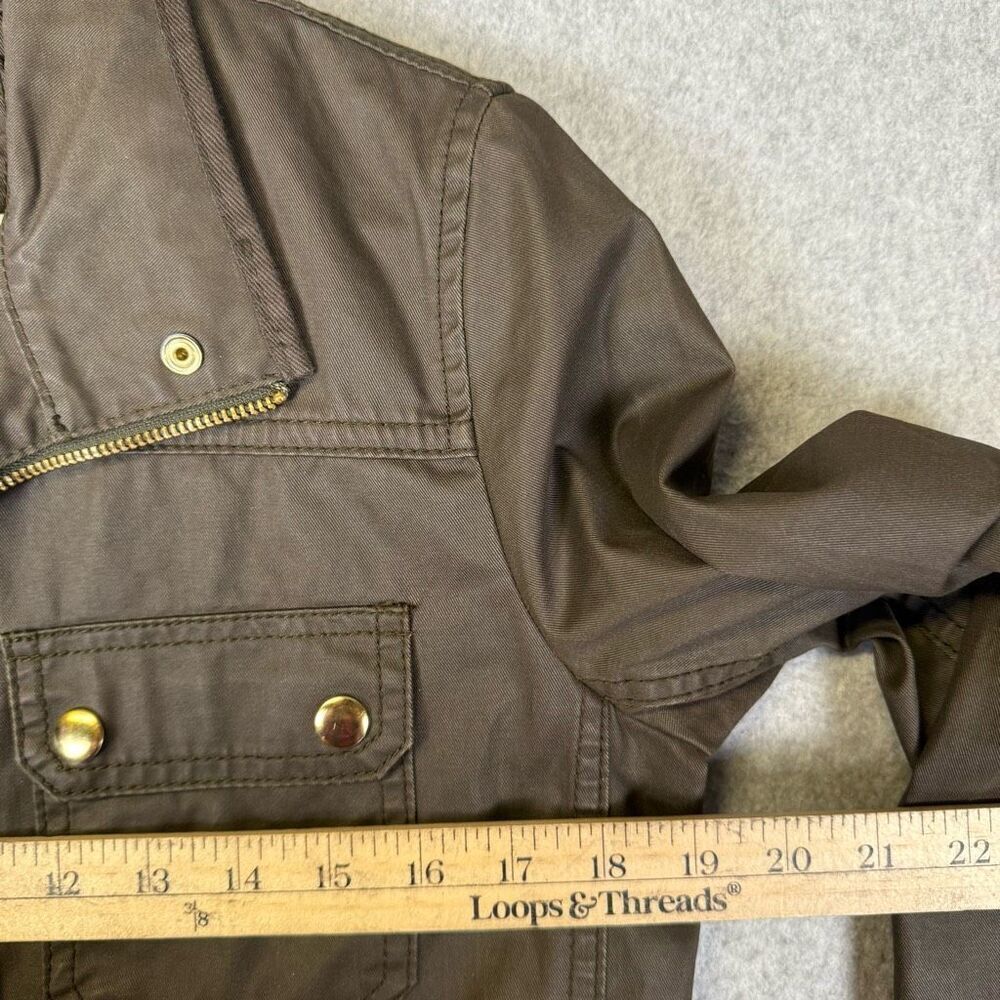 J Crew Womens Size Small Snap Front Utility Field Jacket Brown waxed Cotton - Picture 4 of 7